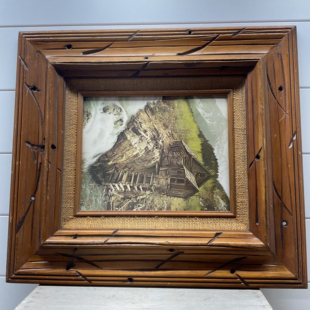 Vintage 1980 David Muench Crystal Mill Colorado Photo Art Rustic Wood Frame 8x10